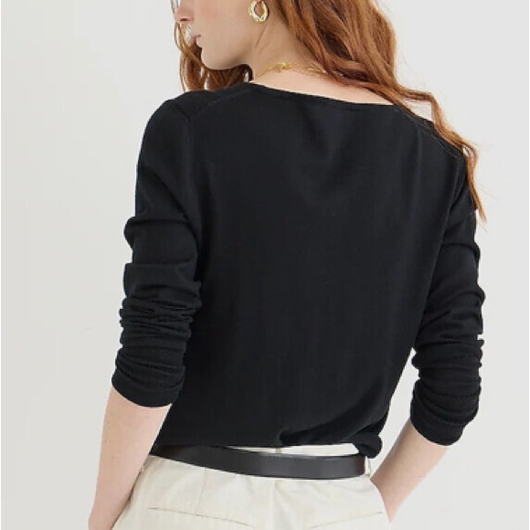 NWT J. Crew Halle Crewneck Black Merino Wool Sweater Size XS - Picture 4 of 13